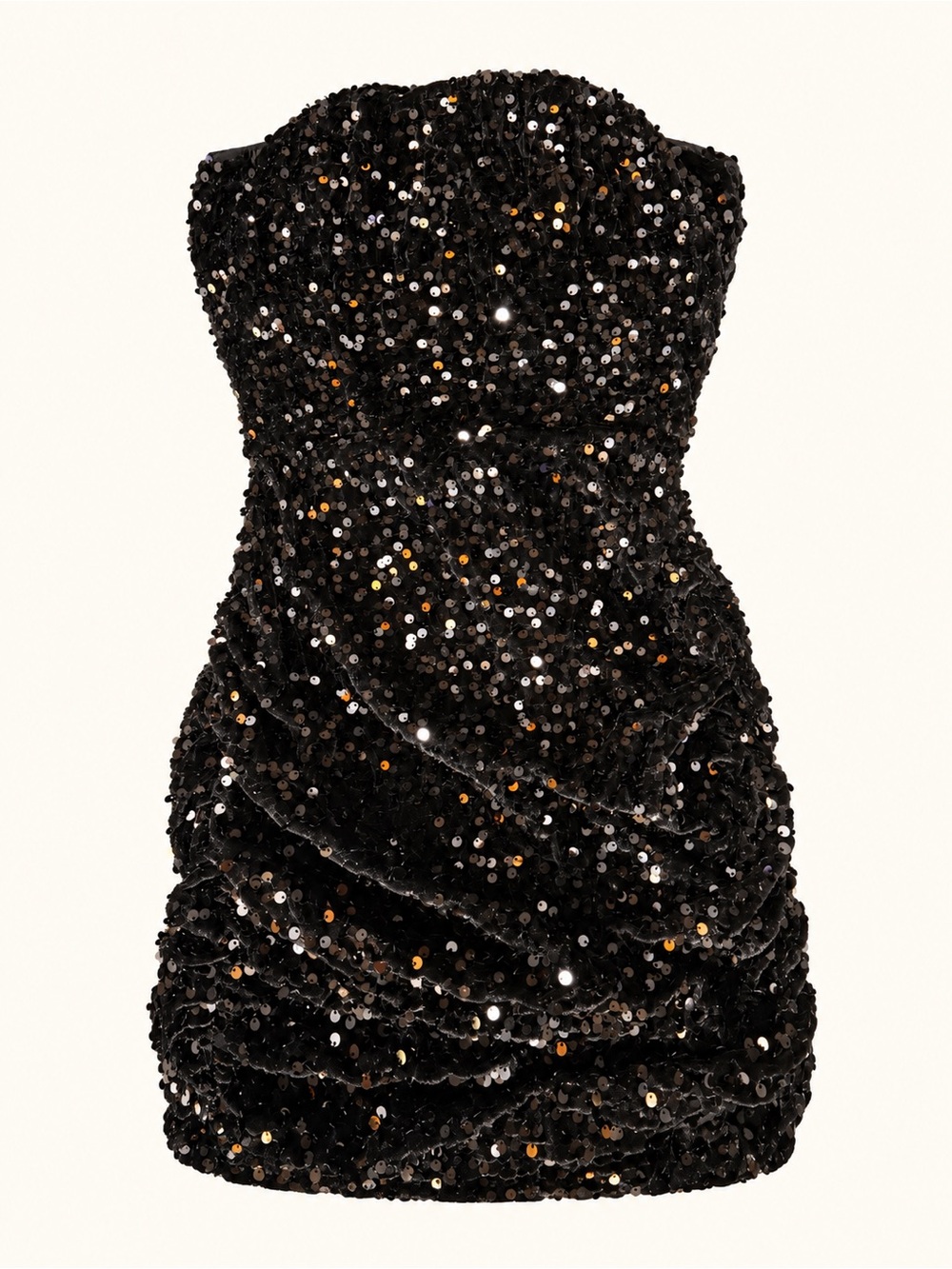 SHEIN Black Sequin Strapless Ruched Bodycon Mini Dress XS / US 2